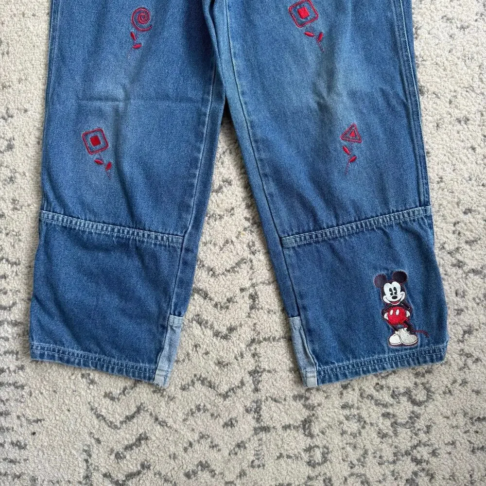 Vtg Y2K Youth Disney Mickey & Co Denim Embroidered Jeans Size 8